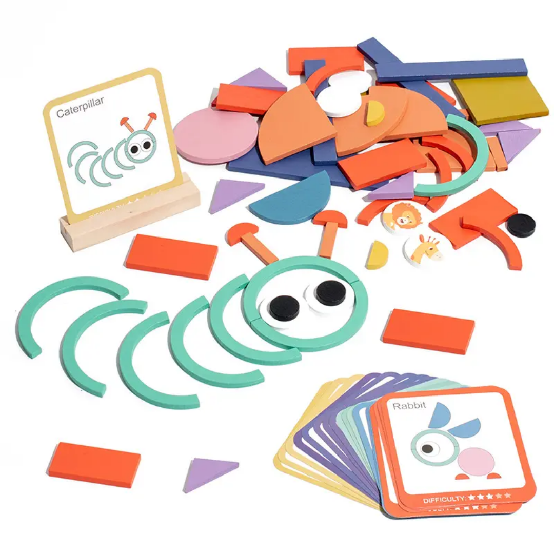 بازی فکری تطابق اشکال چوبی،الگویابی،اسباب بازی چوبی