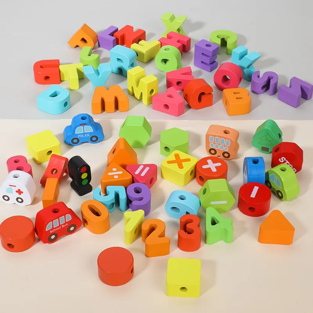 اسباب بازی نخ و مهره چوبی